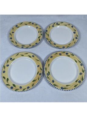 LOT OF 4 Pier 1 La Primula Italy PALERMO Hand Painted Dinner Plates 10" Dining
